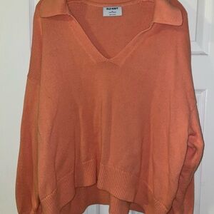 Old Navy Women's V-Neck Sweater in Bright Orange